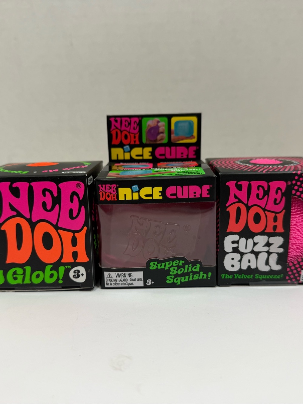 NeeDoh Nice Cube, Groovy Glob, And Fuzz Ball Flower Power New